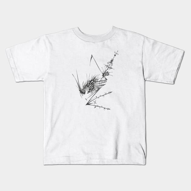 Antenna Unique Black White Abstract Art Kids T-Shirt by Unique Black White Colorful Abstract Art